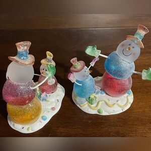 2 gum drop Snowman winter decoration figurines